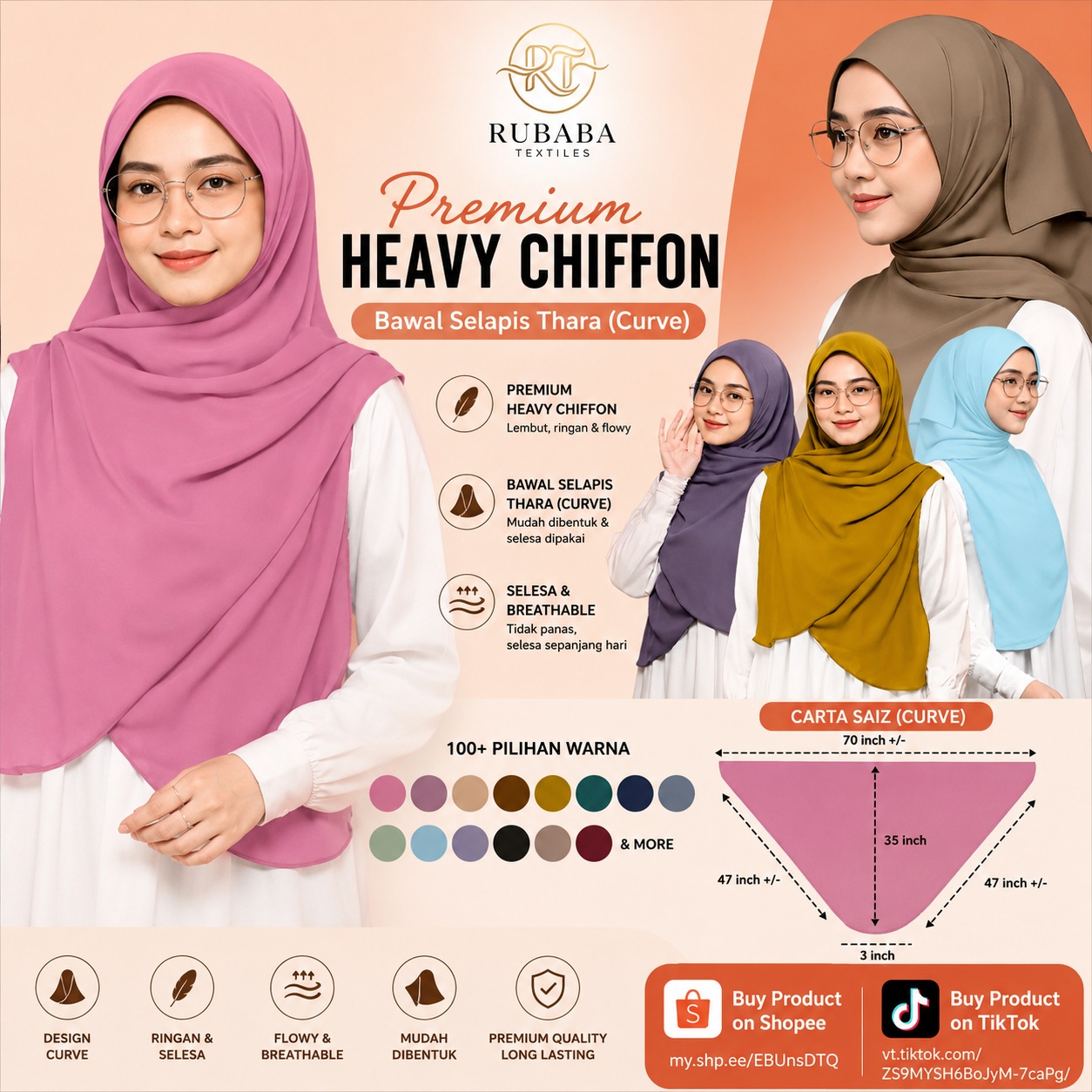 Premium Chiffon Thara Curve Shawl