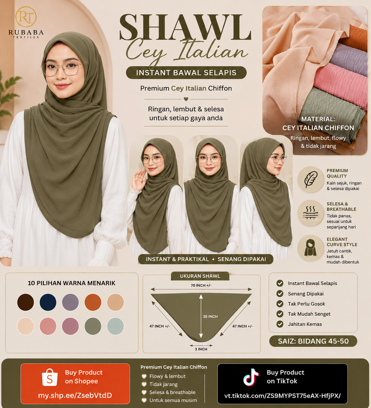 Premium CEY Italian Thara Curve Shawl